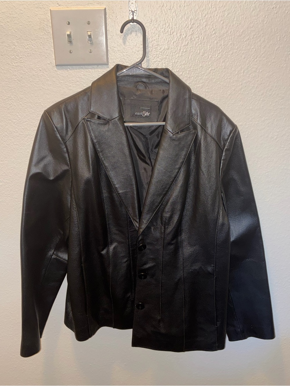 East 5th Black Men's Faux Leather Blazer Jacket